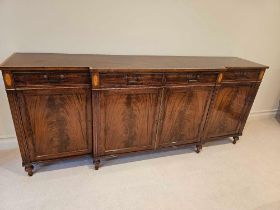 William Tillman George III Style Flame Mahogany Crossbanded In Satinwood Sideboard The Shaped Top