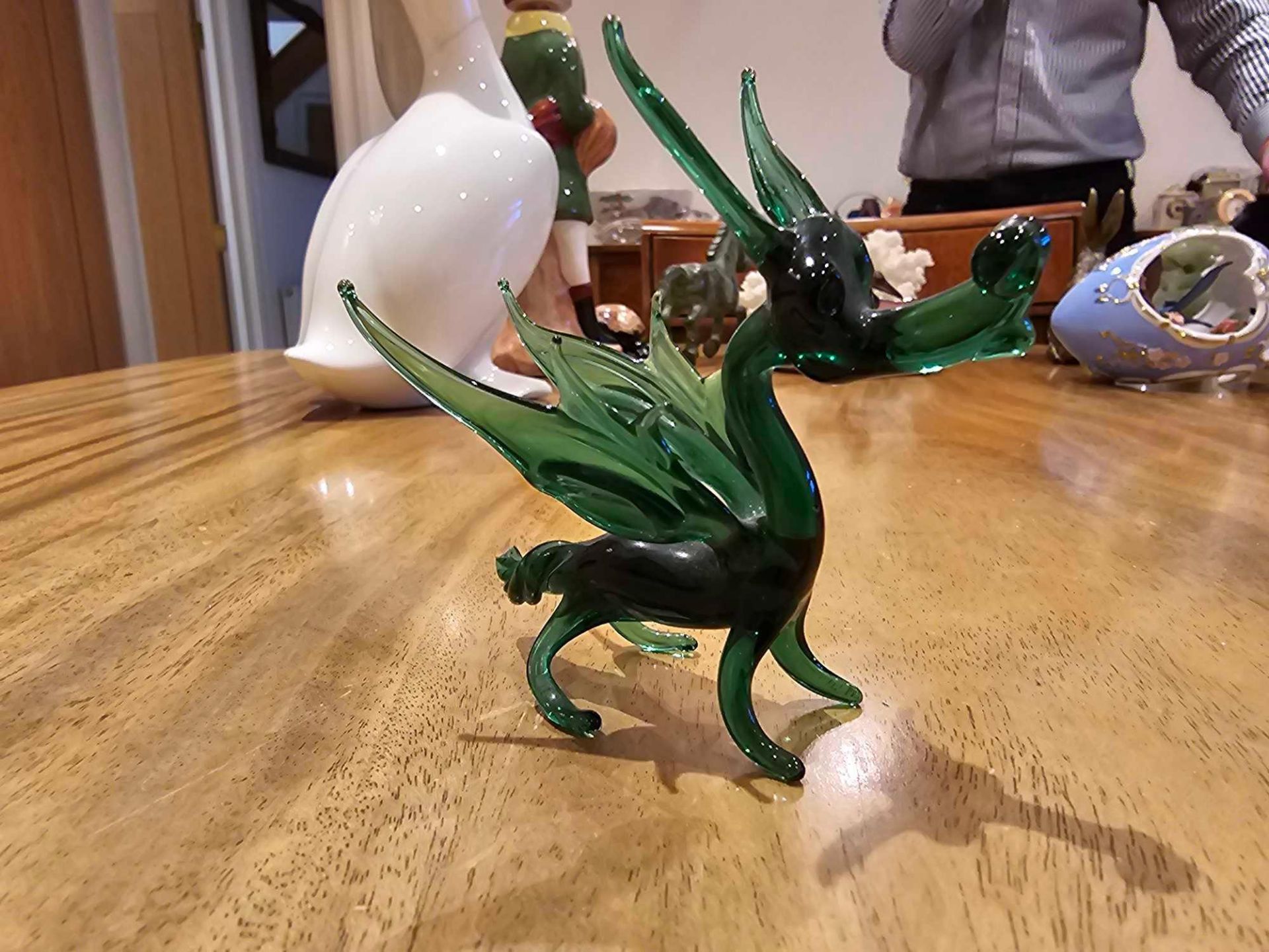 A Blown Glass Dragon Figurine Green Coloured Glass - Image 2 of 3