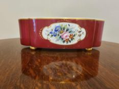 Vista Alegre Portugal P3260 Oval FiancÃ© Cache Pot Hand Painted Red Bordeaux And Gold Polychrome