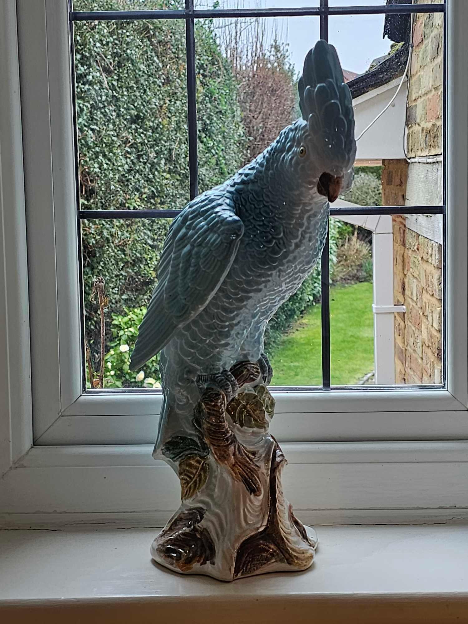 Continental Ceramic Figurine Of A Parrot Painted, Stamped Made In Italy 143M 50cm