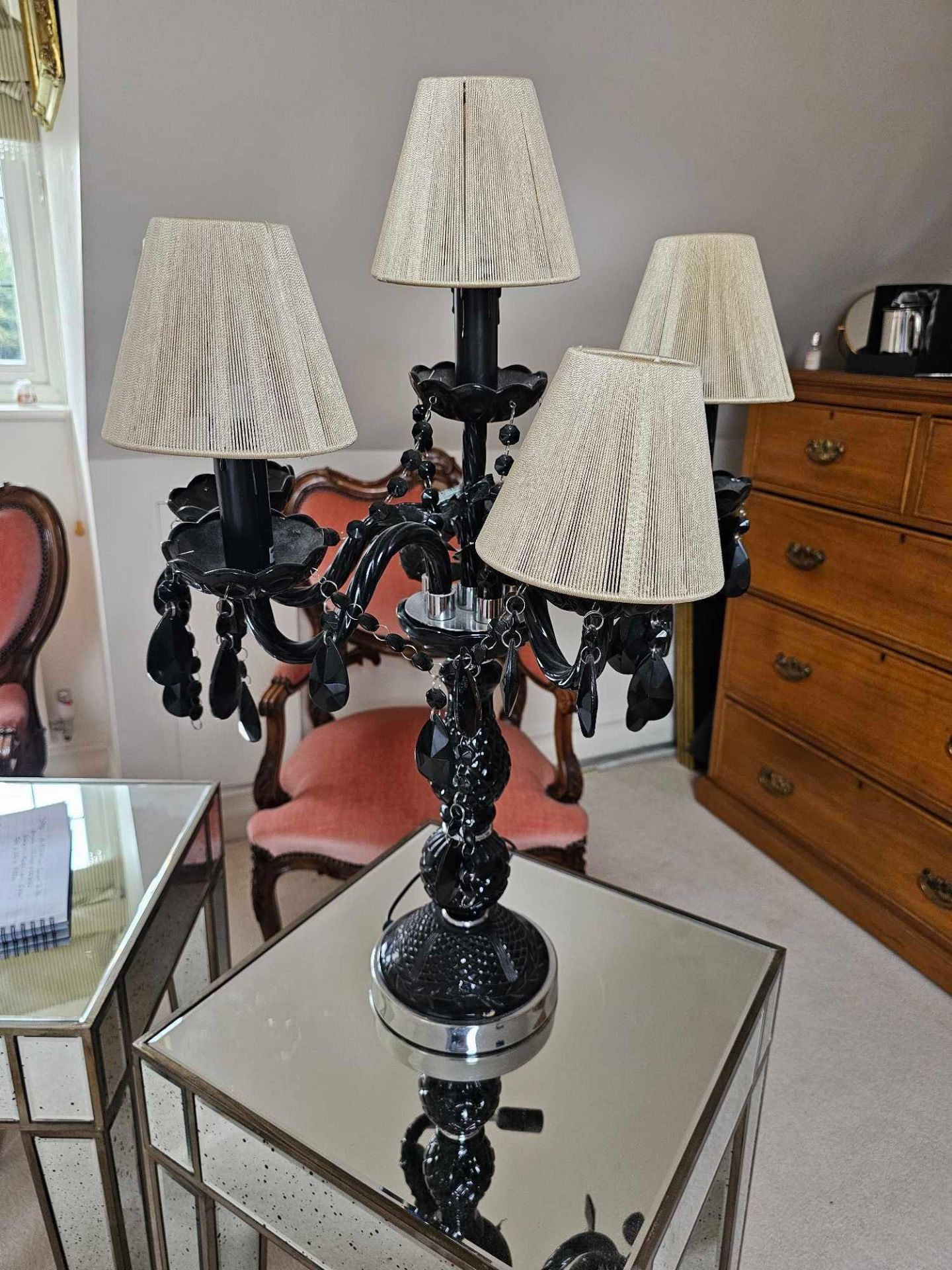 Table Lamp Gioiello Design Black With Shades ( Note Only 5 Arm One Broken) 73cm - Image 2 of 4