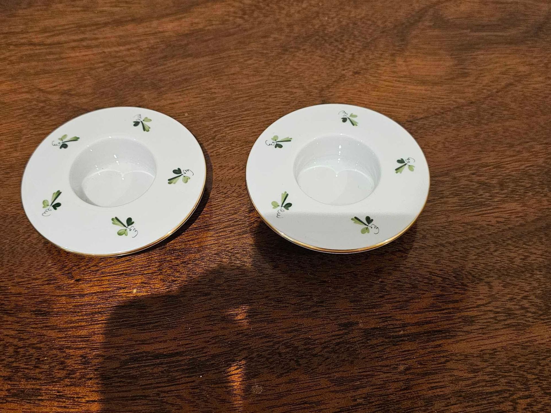 A Pair Wien Augarten Porcelain Candle Holder Clover Pattern - Image 2 of 3