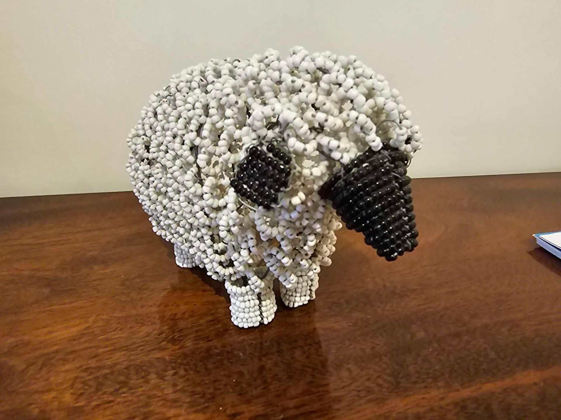 Handmade Beaded Wire Sheep Figurine - Image 2 of 3