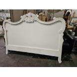 A Louis style white painted headboard 196 x 144cm
