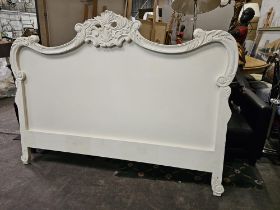 A Louis style white painted headboard 196 x 144cm