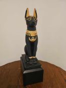 Franklin Mint Guardian Of The Nile Black Sphinx Cat Black Porcelain With Hand Painted Gold Trim