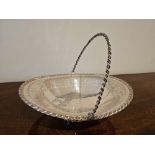 A Martin Hall & Co Silver Hallmarked 1861 Sheffield Oval Fruit Basket With Leaf And Bead Rim