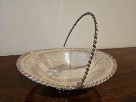 A Martin Hall & Co Silver Hallmarked 1861 Sheffield Oval Fruit Basket With Leaf And Bead Rim