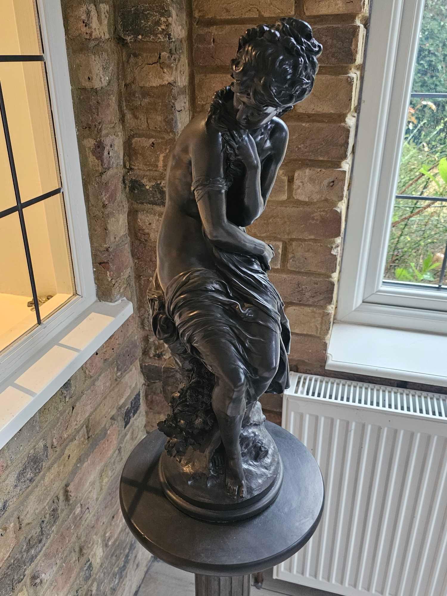 Sculpture And Pedestal - Venus After The Bath After Auguste Moreau (French (1834-1917) Bronzed - Image 6 of 6
