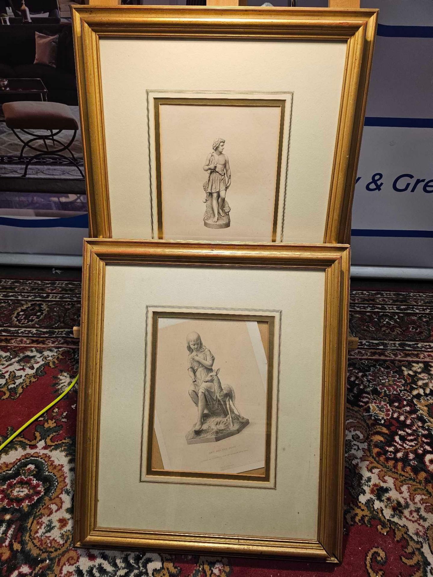 2 x Framed Prints (1) The Shepherd-Boy, 1873, Engraved By H. C. Balding After A Statue By L. A.