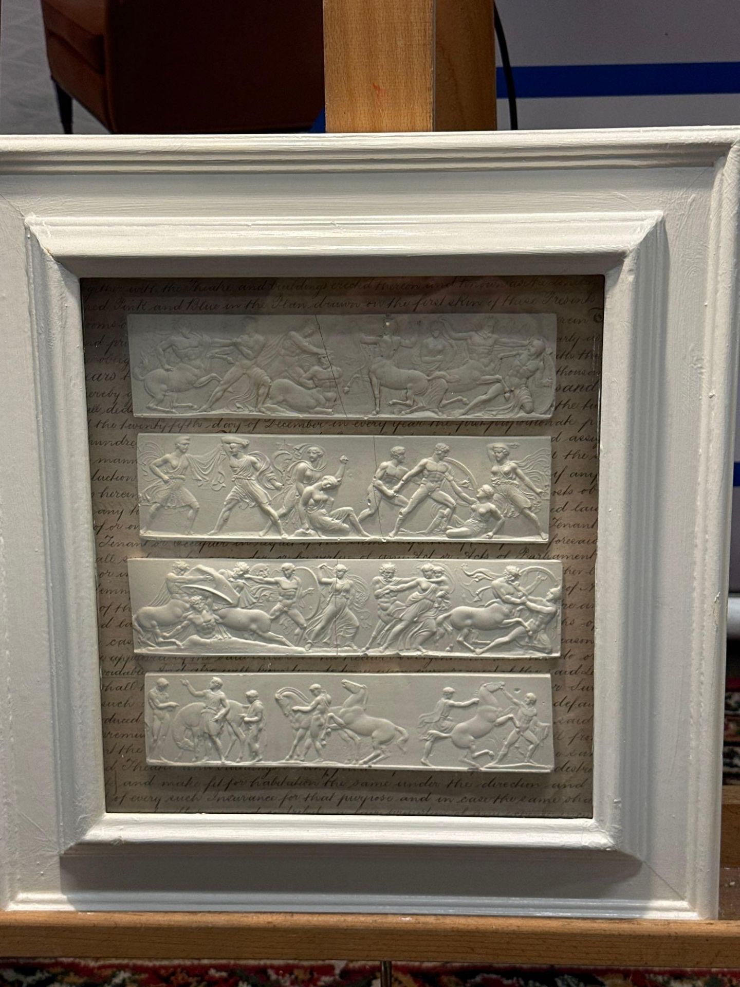 A Set of 4 x Framed Artwork of Plaster Relief Panels Depicting Friezes of The Parthenon 41 x 43cm ( - Image 5 of 6