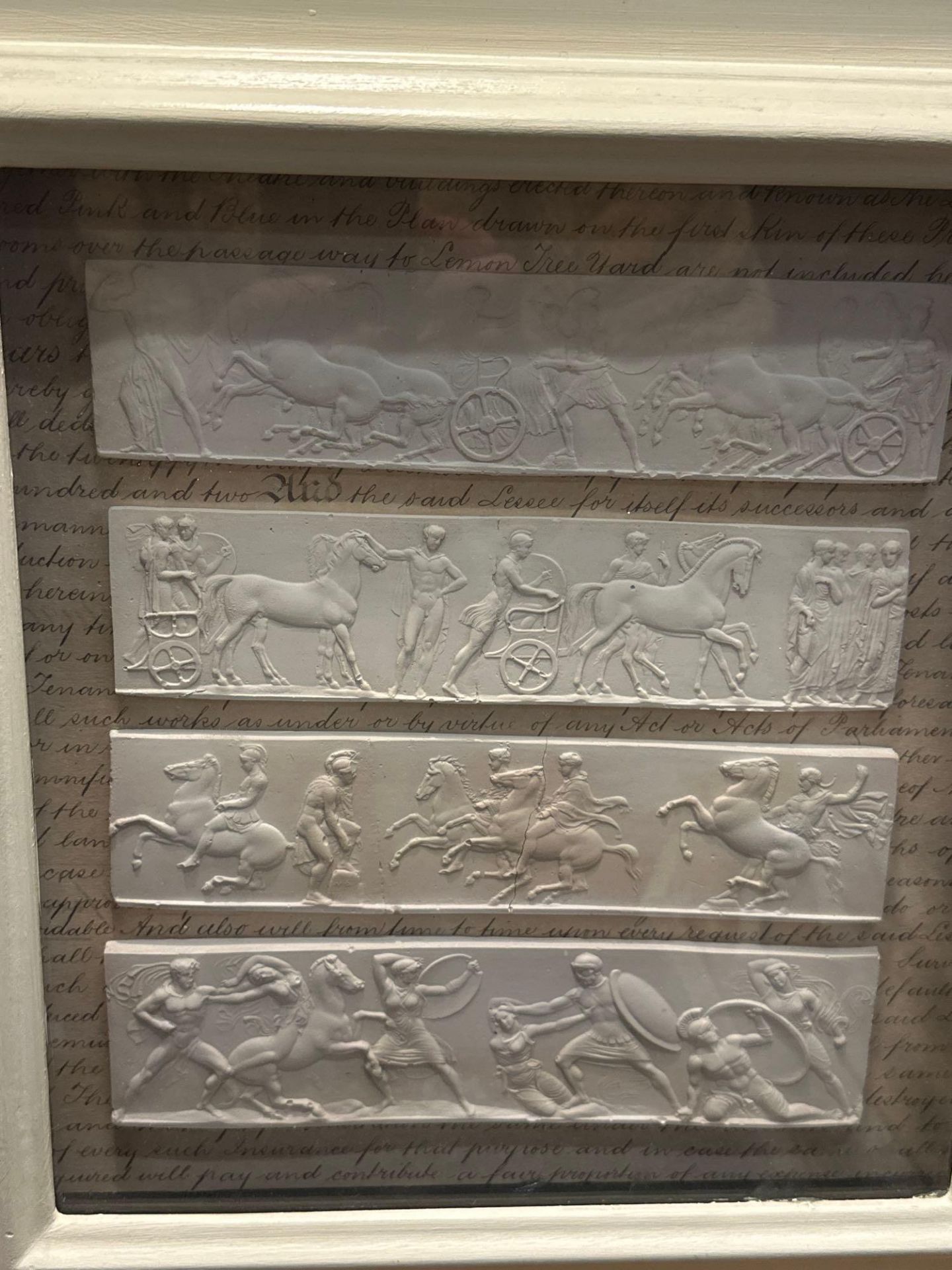 A Set of 4 x Framed Artwork of Plaster Relief Panels Depicting Friezes of The Parthenon 41 x 43cm ( - Image 4 of 7