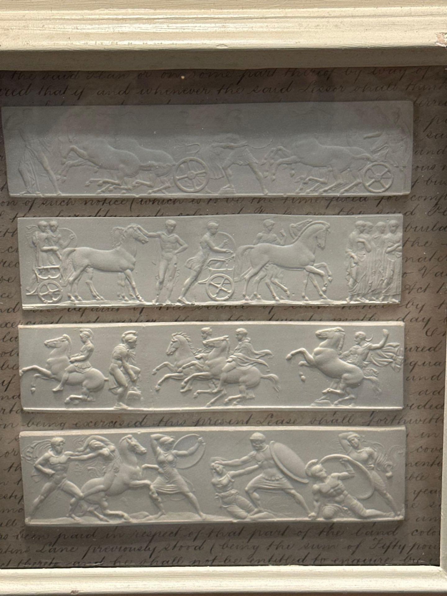 A Set of 4 x Framed Artwork of Plaster Relief Panels Depicting Friezes of The Parthenon 41 x 43cm ( - Image 5 of 6