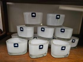 12 x Leonardo Glass Table light White Organic Tea Light Holders