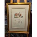 2 x Framed Prints Details of Sections, Plans And Elevations Fern Cliff Villa Wemyss Bay 62 x 82cm (