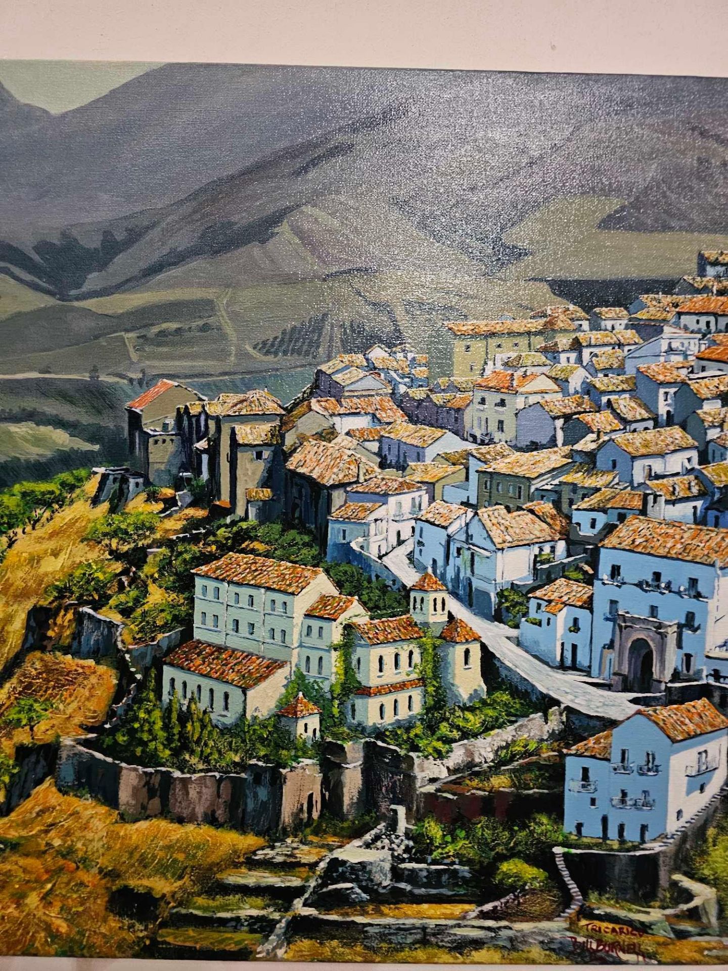 Oil On Canvas Titled Tricarico Italy Signed Bill Burnell 50 x 50cm - Image 2 of 3