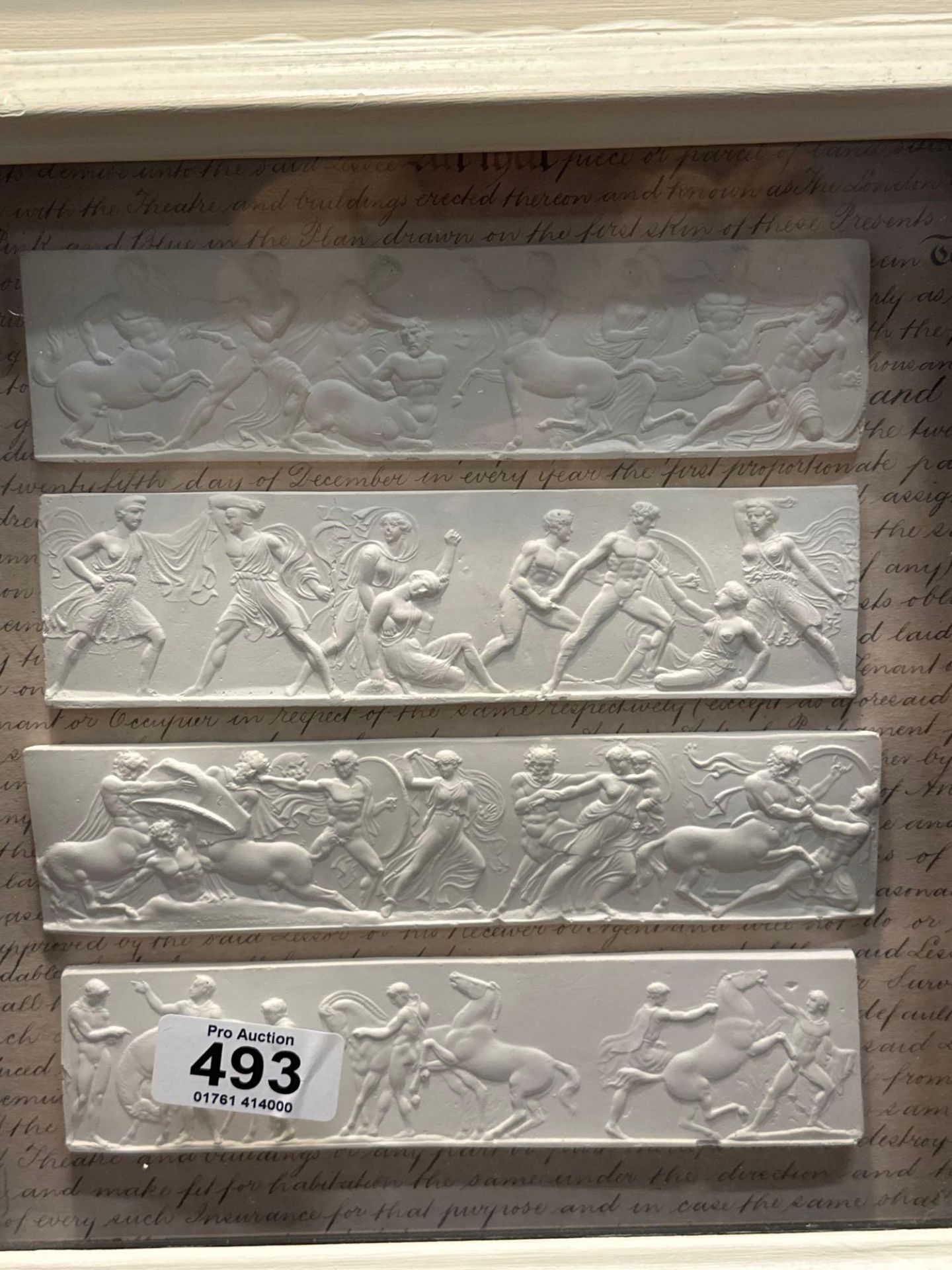 A Set of 4 x Framed Artwork of Plaster Relief Panels Depicting Friezes of The Parthenon 41 x 43cm ( - Bild 3 aus 6