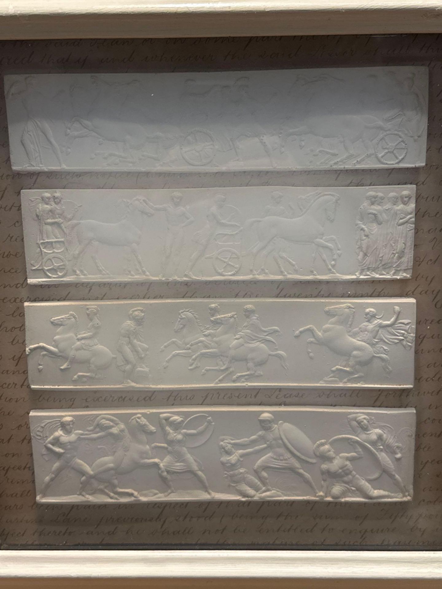 A Set of 4 x Framed Artwork of Plaster Relief Panels Depicting Friezes of The Parthenon 41 x 43cm ( - Image 2 of 6