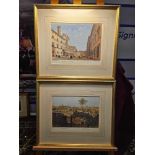 2 x Framed Prints (1) Piazza E Basilica De Santi Apostoli, Rome, Italy. Lithograph, Philippe Benoist