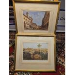 2 x Framed Prints (1) Piazza E Basilica De Santi Apostoli, Rome, Italy. Lithograph, Philippe Benoist