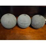 3 x Round Stone Ball Sphere Objets 17cm