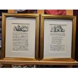 2 x Framed Prints Song Sheets Music Scores (1) Damon And Florella And (2) Sung By Mrs Cibber 29 x