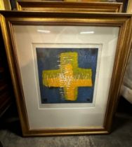 Abstract Framed Limited Edition Lithograph Signature Indistinct 73 x 52cm