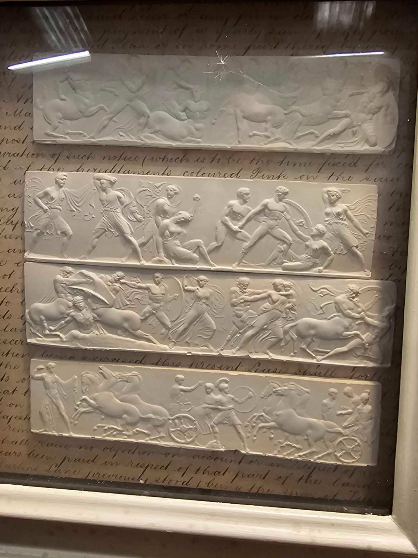 A Set of 3 x Framed Artwork of Plaster Relief Panels Depicting Friezes of The Parthenon 41 x 43cm ( - Bild 2 aus 3