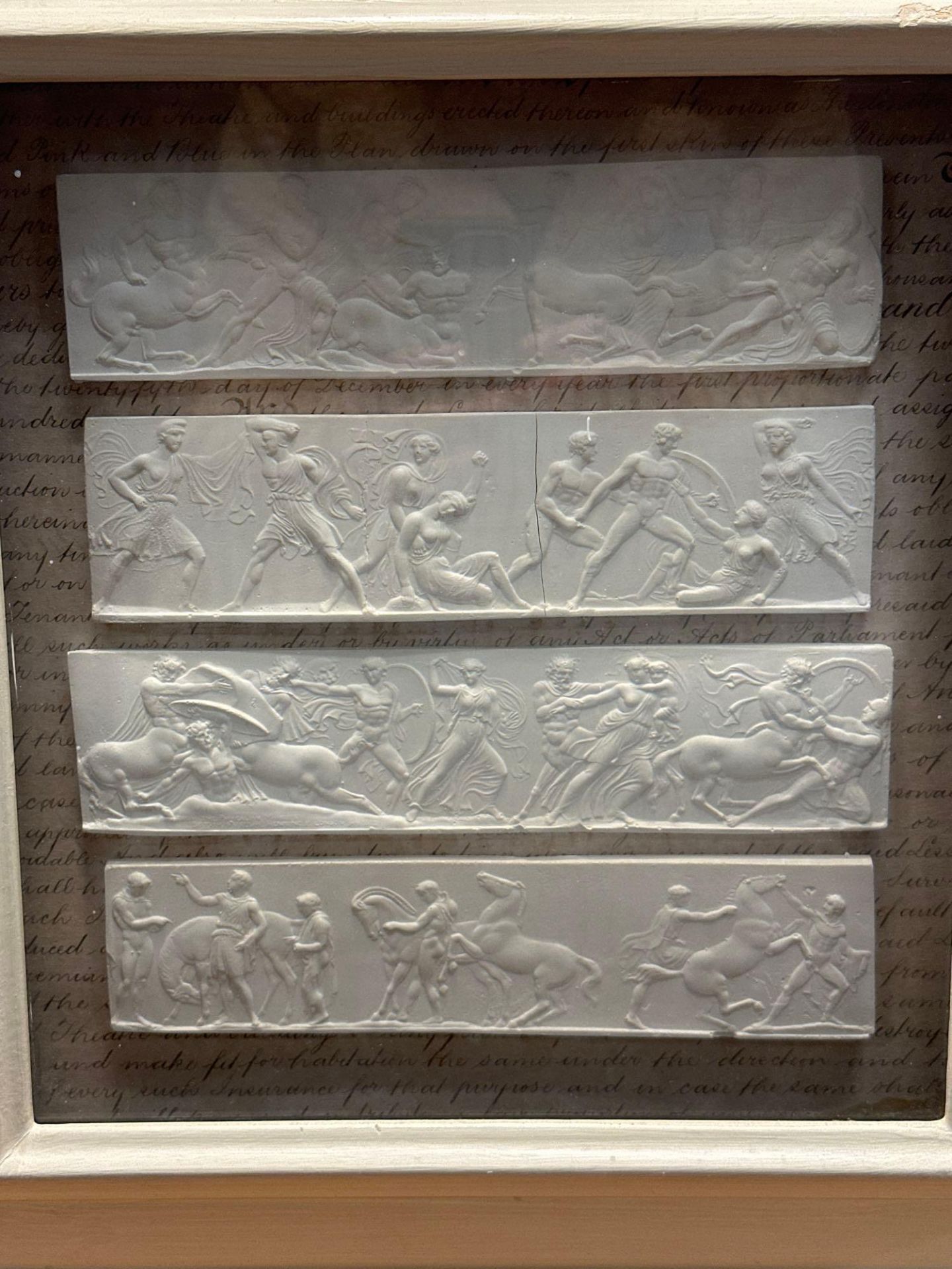 A Set of 4 x Framed Artwork of Plaster Relief Panels Depicting Friezes of The Parthenon 41 x 43cm ( - Image 3 of 6