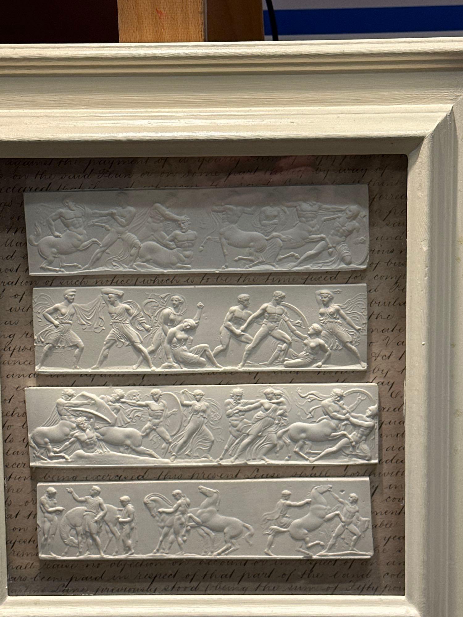 A Set of 4 x Framed Artwork of Plaster Relief Panels Depicting Friezes of The Parthenon 41 x 43cm ( - Image 5 of 6