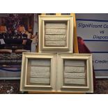 A Set of 3 x Framed Artwork of Plaster Relief Panels Depicting Friezes of The Parthenon 41 x 43cm (