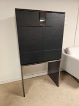 Black and More Bar Cabinet by Telemaco for Malerba Black chrome, combined with brushed matt finishes