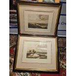 2 x Framed Landscape Prints - A Cloudy Day And Another Similar 59 x 50cm (Hotel 71)