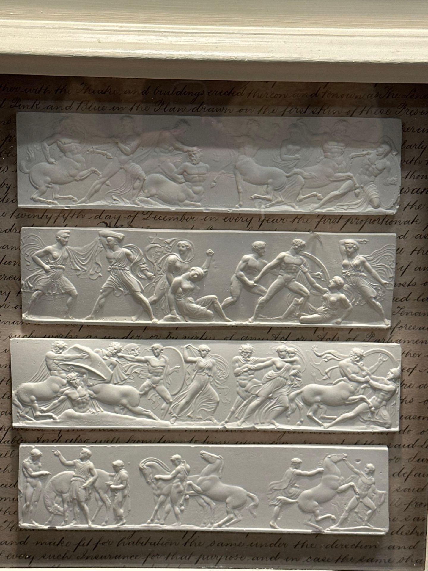 A Set of 4 x Framed Artwork of Plaster Relief Panels Depicting Friezes of The Parthenon 41 x 43cm ( - Image 6 of 6