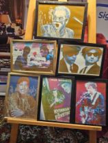 6 x Framed Prints Celebrities Including Elton John, Blues Brothers Etc 33 x 24cm (Hotel 113)