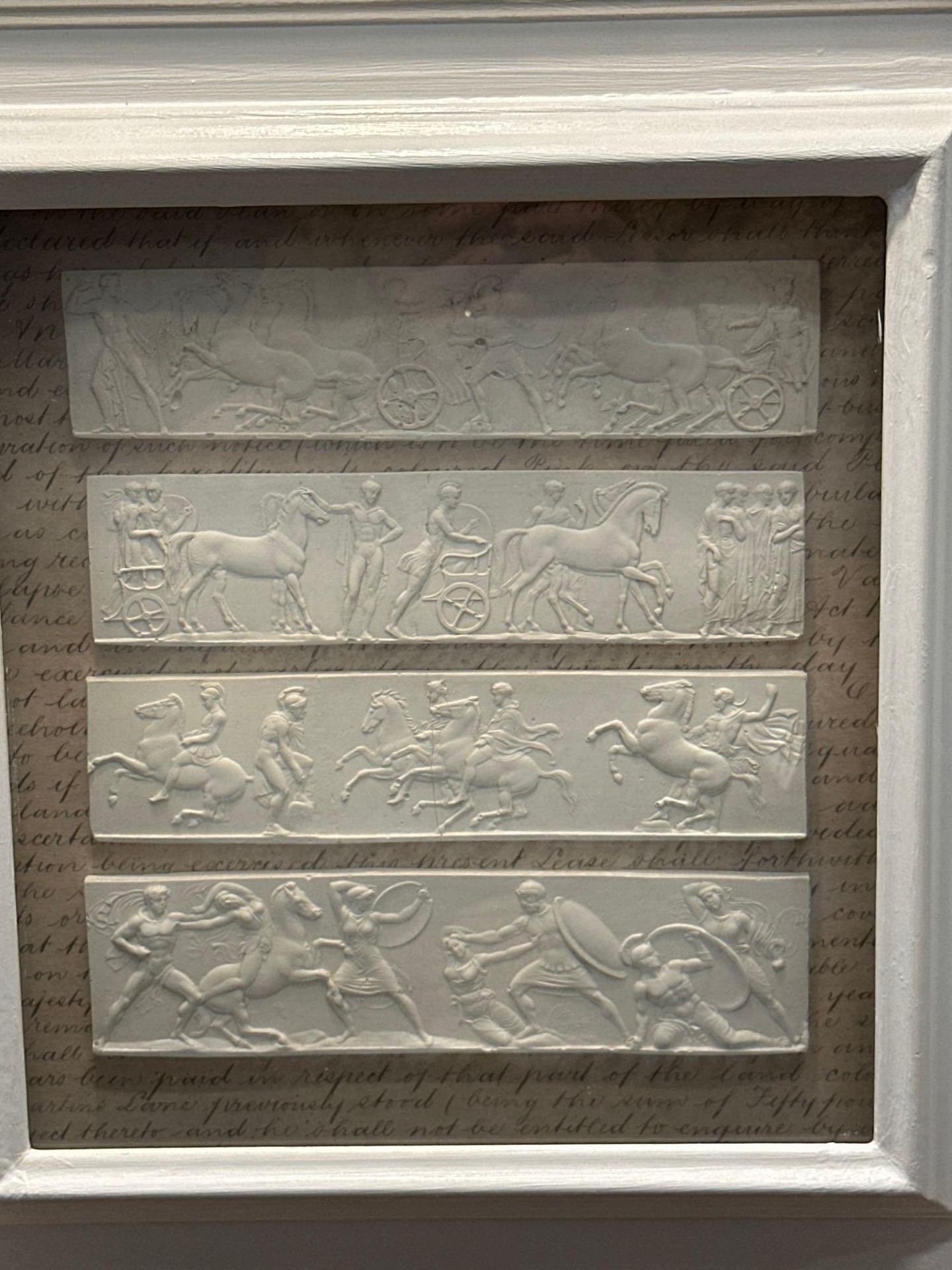 A Set of 4 x Framed Artwork of Plaster Relief Panels Depicting Friezes of The Parthenon 41 x 43cm ( - Image 2 of 5