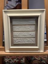 A Set of 4 x Framed Artwork of Plaster Relief Panels Depicting Friezes of The Parthenon 41 x 43cm (