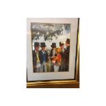 Framed Lithographic Print Illustrating A Jockey Talking To Gentleman In Morning Dress At Ascot