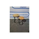 Brand New Boxed Round Iron And Wood Nest Tables Part Of The Railtrack Collection, The Industrial