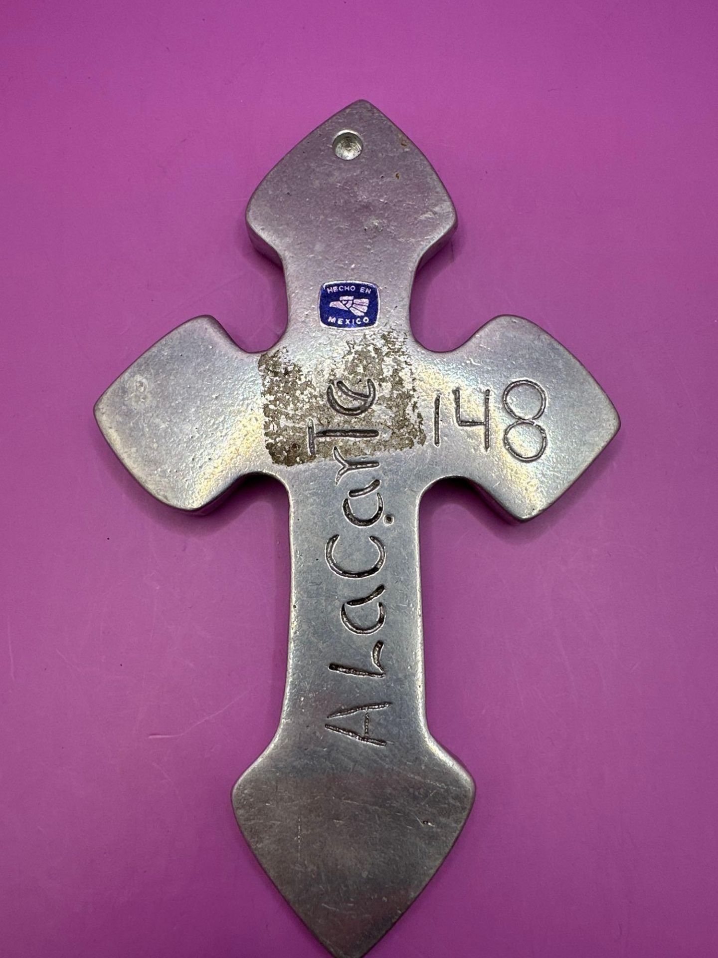 Vintage Mexican Pewter Cross 16 cm - Bild 2 aus 3
