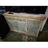 Mandala Sideboard Three Drawer Three Door Solid Reclaimed Wood Timeless Hand-Carving And