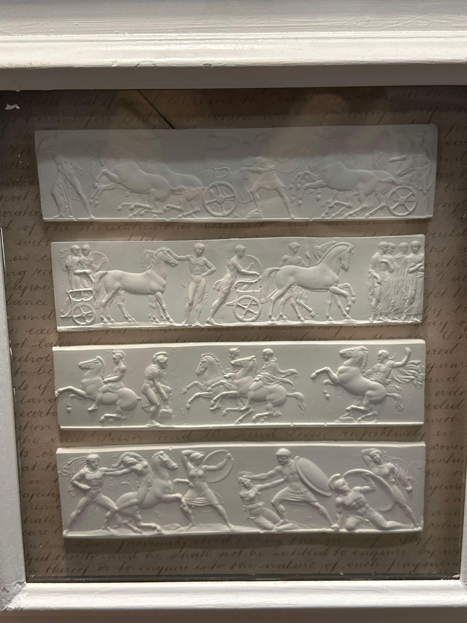 A Set of 4 x Framed Artwork of Plaster Relief Panels Depicting Friezes of The Parthenon 41 x 43cm ( - Image 3 of 6