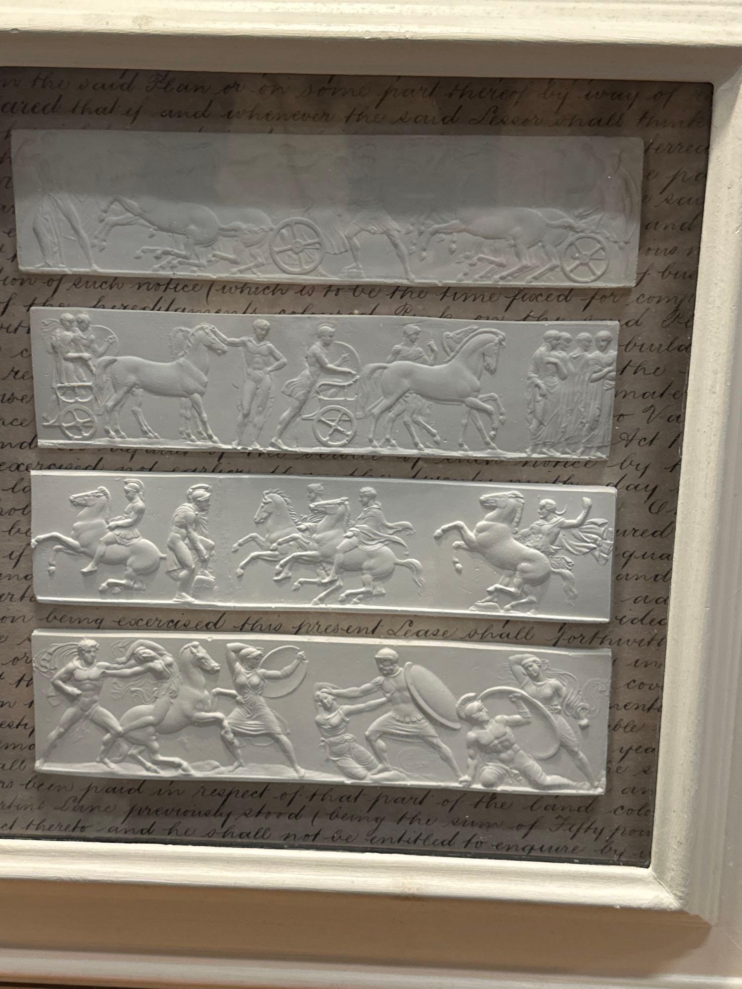 A Set of 4 x Framed Artwork of Plaster Relief Panels Depicting Friezes of The Parthenon 41 x 43cm ( - Image 4 of 6