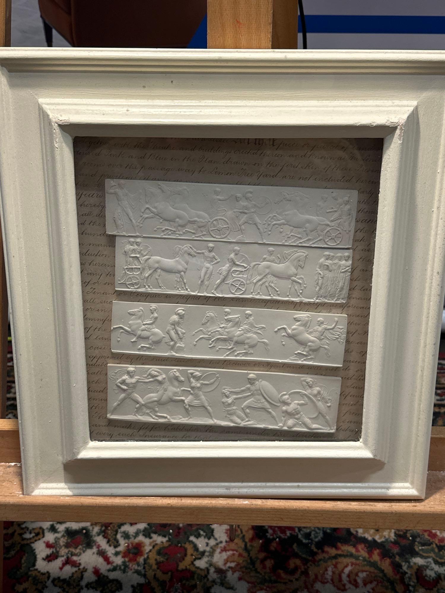 A Set of 4 x Framed Artwork of Plaster Relief Panels Depicting Friezes of The Parthenon 41 x 43cm ( - Image 6 of 6