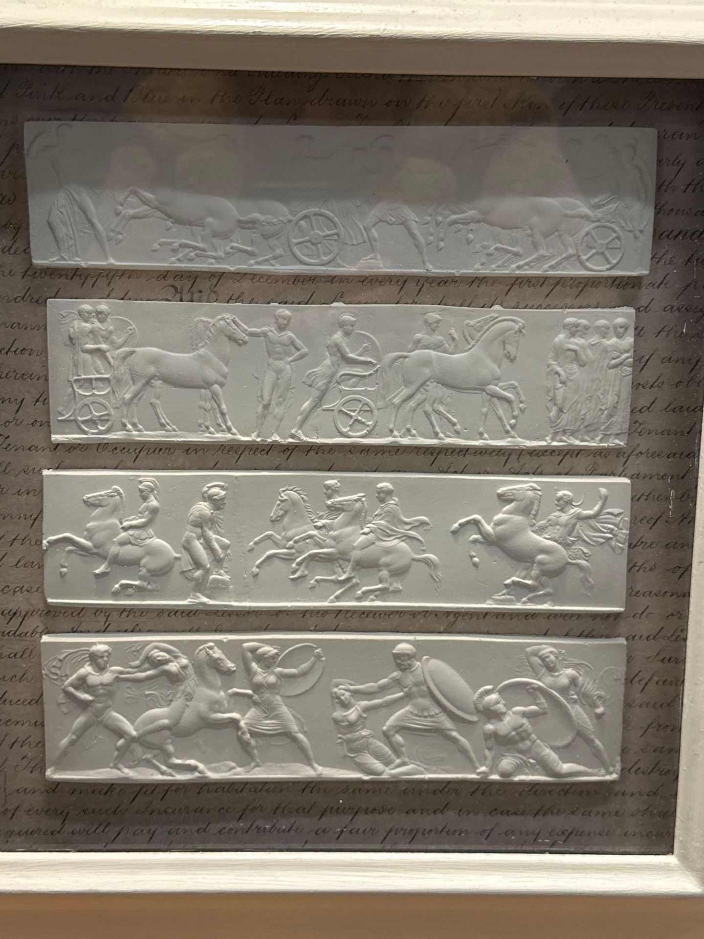 A Set of 4 x Framed Artwork of Plaster Relief Panels Depicting Friezes of The Parthenon 41 x 43cm ( - Image 4 of 6