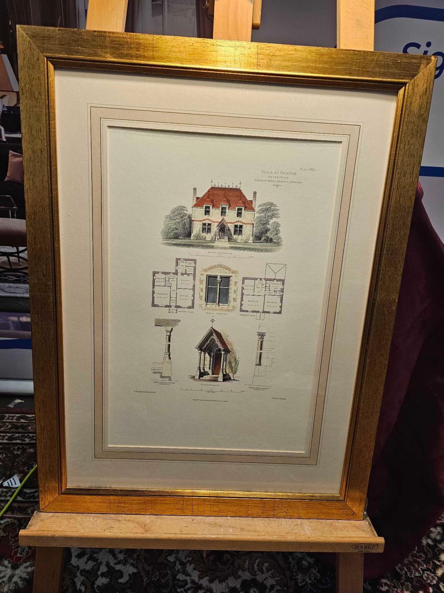 3 x Framed Prints (1) 1868 Architectural Print Cottage Orne Moulin Essex (2) Villa At Grange - Image 4 of 4