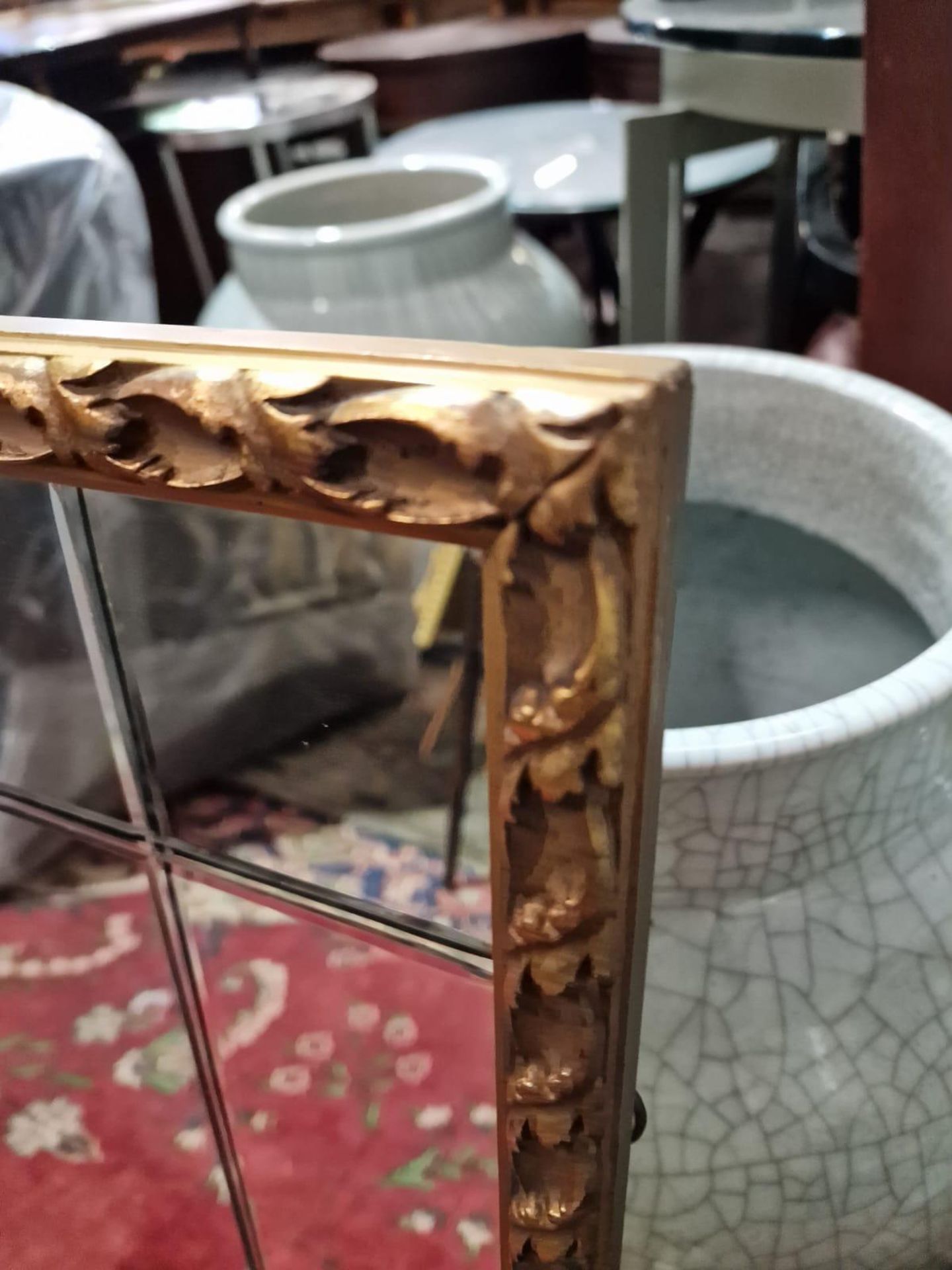 Italian 18 Century Style Rectangular Mirror The Section Mirror Plate In A Gold Gesso Decorative - Bild 3 aus 4