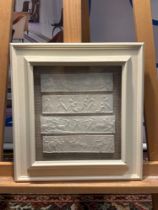 A Set of 4 x Framed Artwork of Plaster Relief Panels Depicting Friezes of The Parthenon 41 x 43cm (