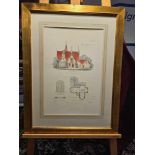 3 x Framed Prints Details of Sections, Plans And Elevations Fern Cliff Villa Wemyss Bay 60 x 79cm (