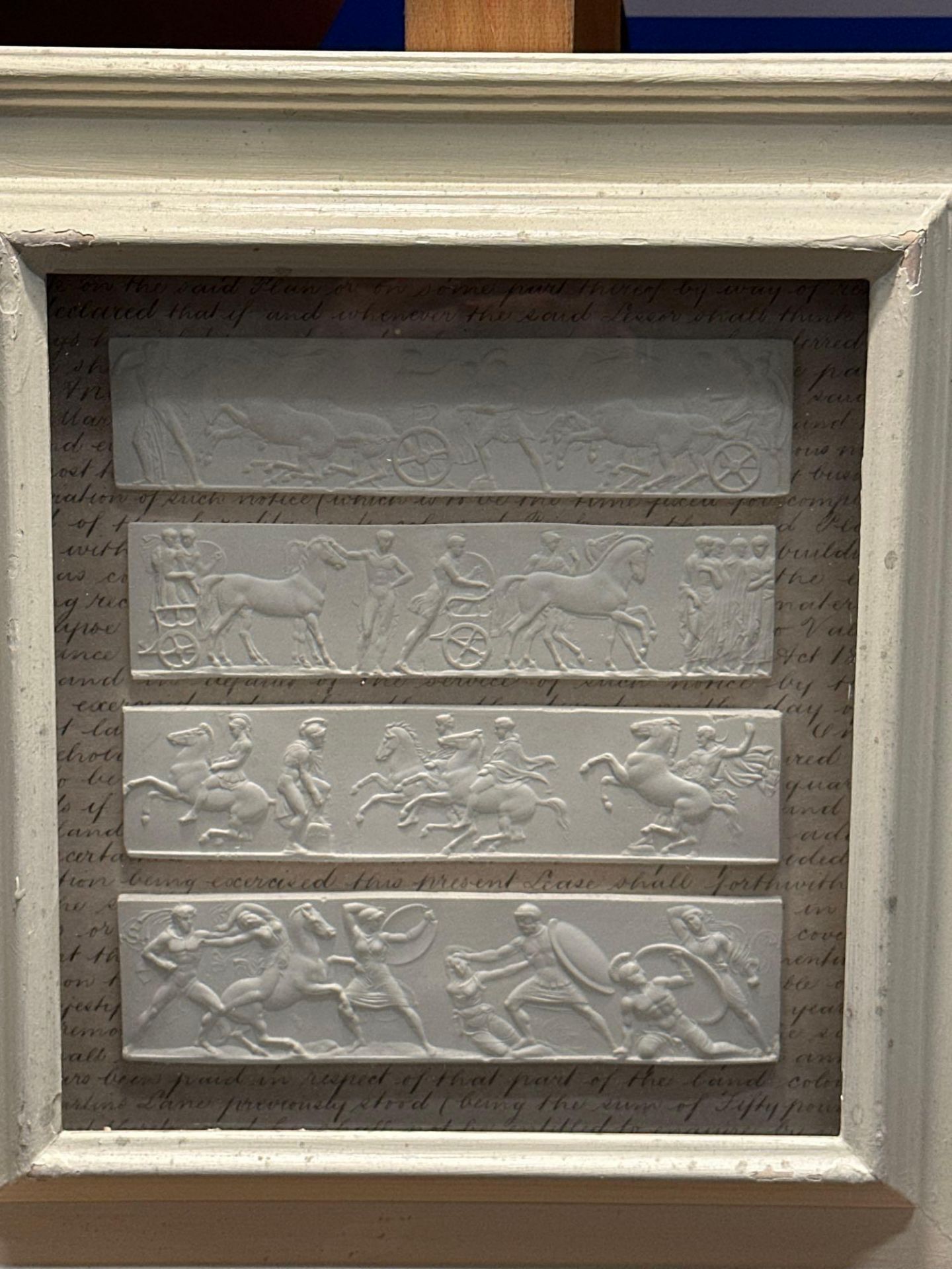 A Set of 4 x Framed Artwork of Plaster Relief Panels Depicting Friezes of The Parthenon 41 x 43cm ( - Image 4 of 6